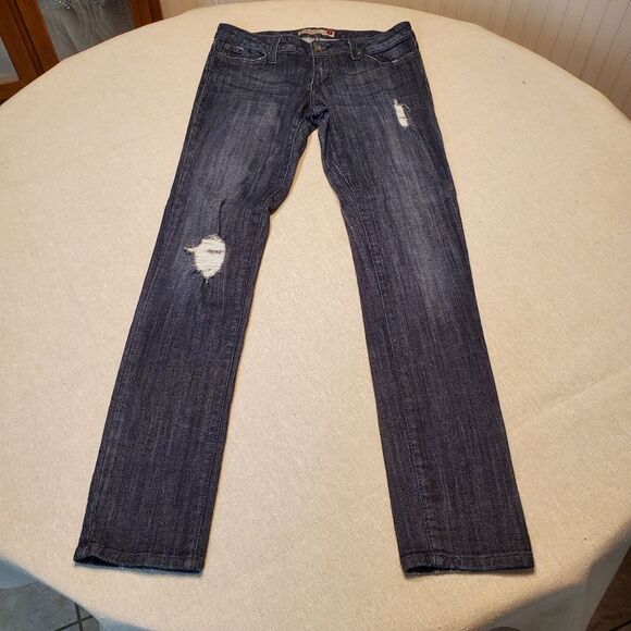 GJG Size 9 Dark Blue Denim Distressed Jeans - Picture 1 of 15